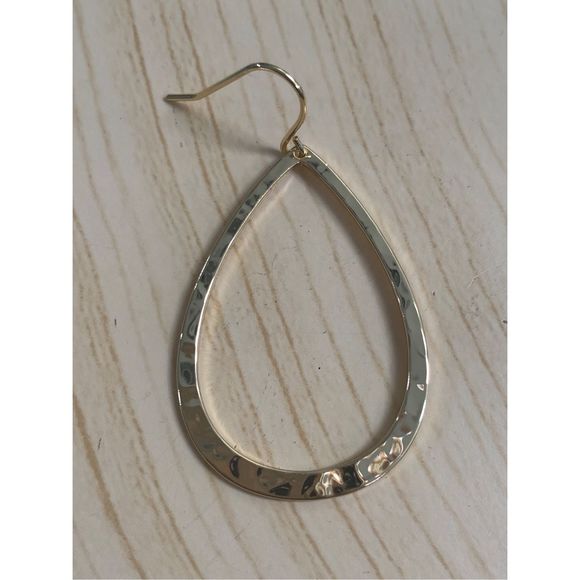 Gold Hammered Tear Drop Earrings #classic - Picture 4 of 4
